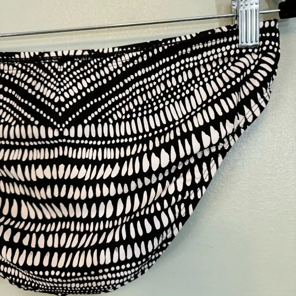 Kenneth Cole Women's Black White Find Tranquility Hipster Bikini‎ Bottom Small